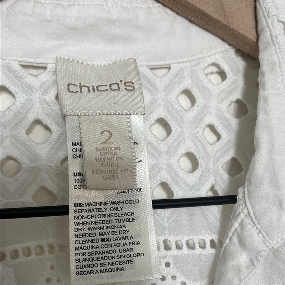 Chico's White Sleeveless Eyelet Top - Picture 4 of 7